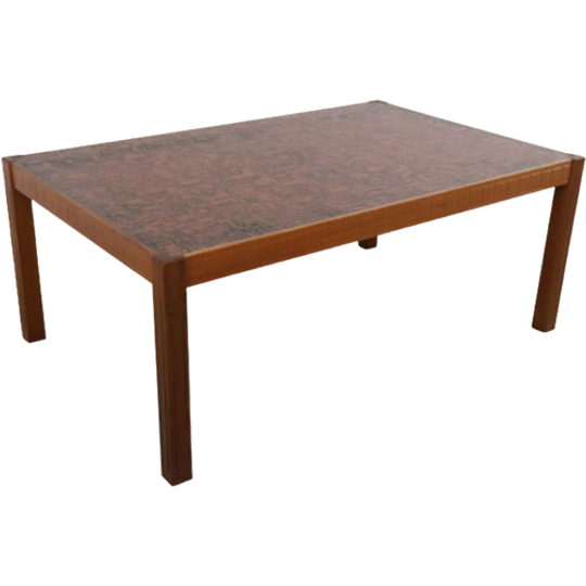 Vintage Salontafel Met Koperen Plaat 'rappestad' 1