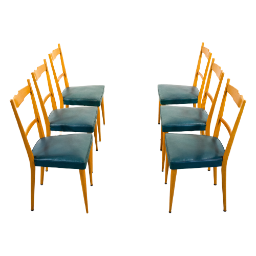 Set Of 6 Italian Modern Dinning Chairs From 1950’S