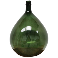 Brocante Glazen Dame Jeanne Vaas Wijnfles, Gistfles Glas 409