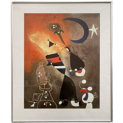 Miro Print Van Schilderij Vrouw En Vogel In Het Maanlicht