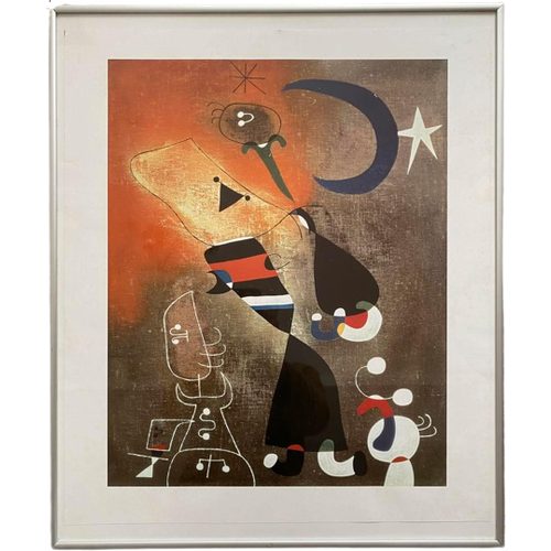 Miro Print Van Schilderij Vrouw En Vogel In Het Maanlicht