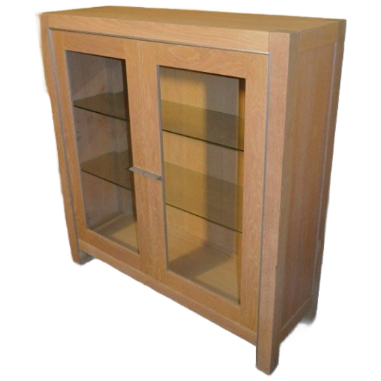 Moderne Eikenhouten Vitrinekast Met Glazen Legplanken 1