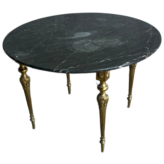 Vintage Black Marble & Brass Coffee Table 1
