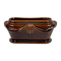 Art Deco - Brown Glazed Ceramic Flowerpot