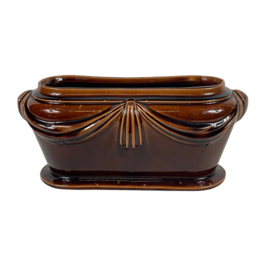 Art Deco - Brown Glazed Ceramic Flowerpot 1