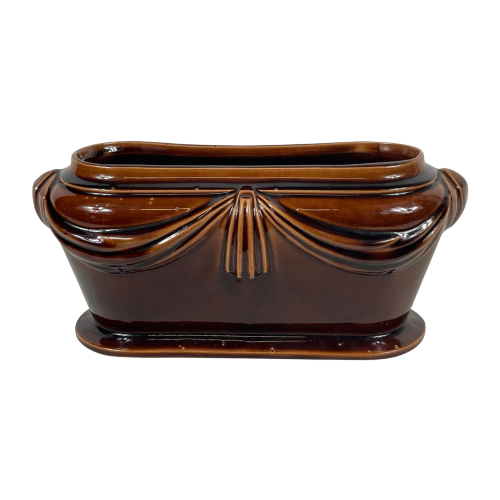 Art Deco - Brown Glazed Ceramic Flowerpot