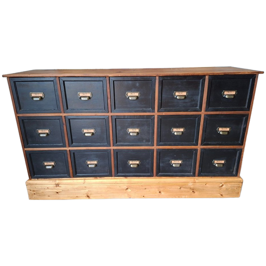 Leuke Ladekast. Apothekerskast, Archiefkast, Dressoir Hoogte, Licht Houtsoort Fm. 137x40cm En 80cm Hoog. 1