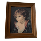 Mooie Houten Vintage Lijst Met Prent Meisje thumbnail 1