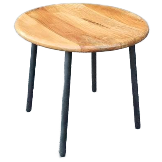 Retro Hout En Metaal Bijzettafel, Rond 1