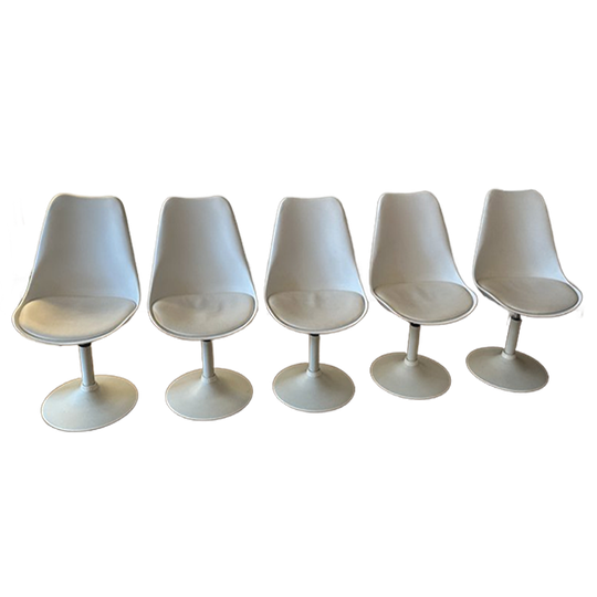 5 Draaibare Witte Stoelen Tulip Model 1