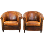 Geweldige Set Schapenleren Fauteuils Met Een Prachtige Uitstraling En Patina thumbnail 1