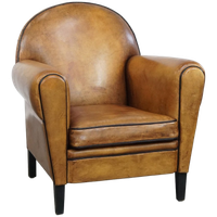 Prachtige, Comfortabele En Tijdloze Schapenleren Design Fauteuil/ Armchair In Art Deco Stijl