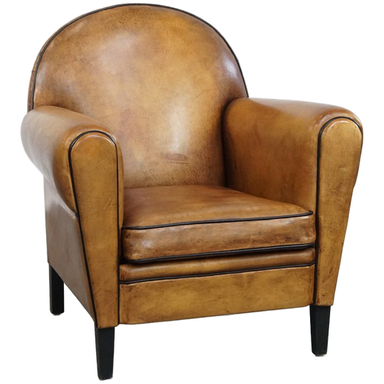 Prachtige, Comfortabele En Tijdloze Schapenleren Design Fauteuil/ Armchair In Art Deco Stijl 1