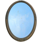 Oval Mirror / Plaster / Wood / 1930s / Facet Cut thumbnail 1