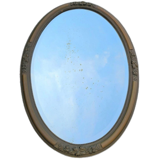 Oval Mirror / Plaster / Wood / 1930s / Facet Cut 1