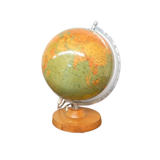Retro Vintage Wereldbol Globe Lamp Tafellamp Klein Glas 1977 1