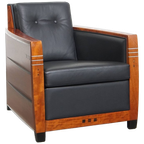Luxe Art Deco Schuitema Design Fauteuil Model Frank Uit De Decoforma Serie Met Zwart Leer thumbnail 1