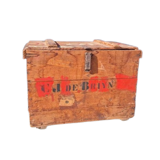 Antieke Vintage Rode Kruis Kist, Houten Box, Bijzettafeltje 1