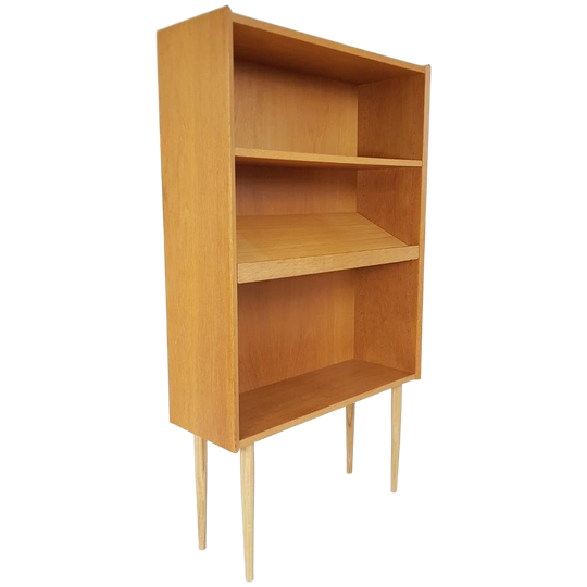 Vintage Deens Boekenkastje Eiken Fineer Met Lectuurgedeelte 1
