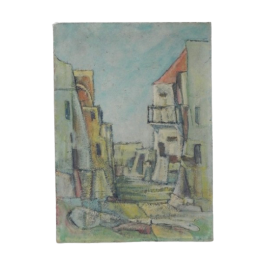 Schilderij Dorpsgezicht, A. Mendola 1