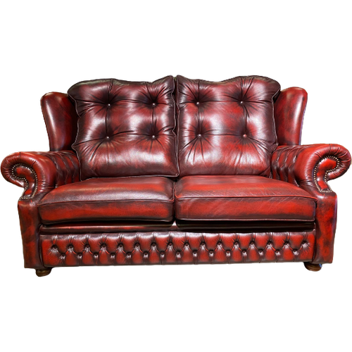 Engelse Springvale Chesterfield 2,5 Zits Bank Suzanne Antiek Rood