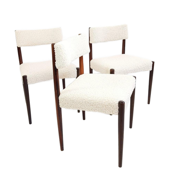 3 Vintage Stoelen Teddy Stof | Bovenkamp Stoelen Palissander 1