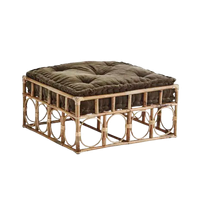 Poef Rattan Met Velvet Kussen