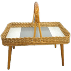 Rotan Dienblad Op Poten Met Grijs Formica thumbnail 1