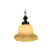 Art Deco Stijl - Hanglamp - Opaline Glas - Messing - 3E Kwart 20E Eeuw