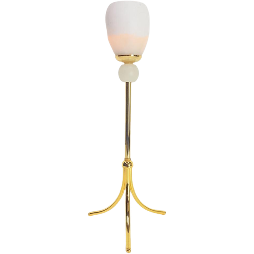 Vintage Tafellamp Messing Albast Lamp Regency France '70