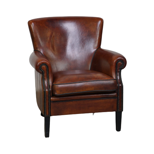 Comfortabele Schapenleren Armchair/Fauteuil Met Een Mooie Afwerking En Diepe Kleur