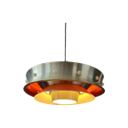 Mid-Century Aluminium Space Age Hanglamp Met Oranje Lak. thumbnail 1