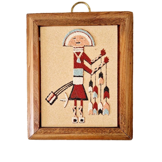 Vintage Zand Schilderijtje Shalako Indianen Kunst Art Spirit 1