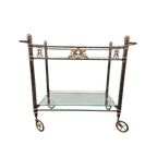 Vintage Regency Messing Metaal Bar Cart Drank Trolley Goud thumbnail 1