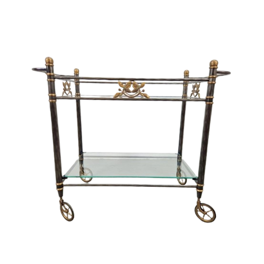 Vintage Regency Messing Metaal Bar Cart Drank Trolley Goud 1