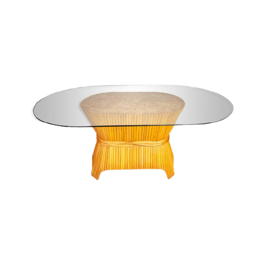 Mcguire Sheaf Of Wheat Bamboo Dining Table, Usa 1980s 1