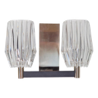 Vintage Wandlamp Opbouw Chrome Geslepen Glas Design '60 Raak thumbnail 1