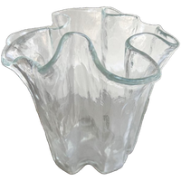 Vintage Muurla Helder Glazen Vouw / Wave Vaas Met Stippen