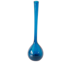 Vintage Petrol Blauwe Glazen Vaas Fles Vaasje Jaren 60 thumbnail 1