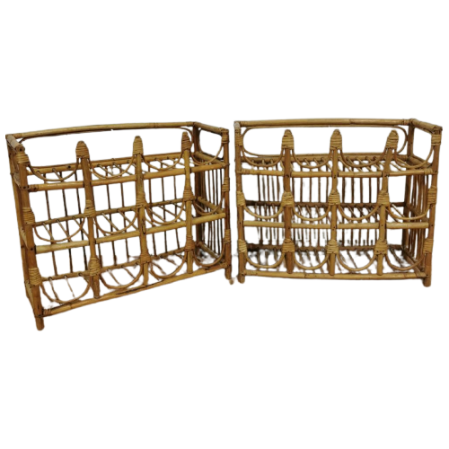 Set Vintage Rotan, Rattan Wijn Rekjes Wijnrek 24102413