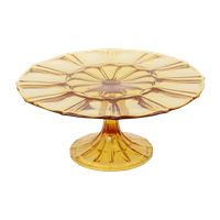 Art Deco Amber Oranje Taartschotel Gebak Schaal Depression Glass