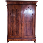 Demontabele Antiek Mahonie Hang/ Leg Kledingkast Met Binnenlades, 175 Cm Breedste Punt thumbnail 1