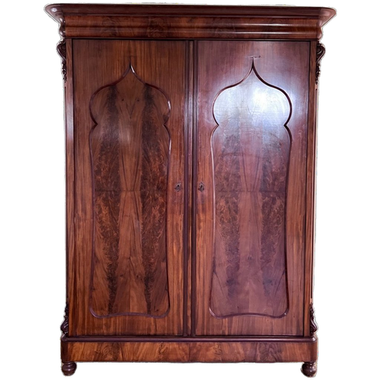 Demontabele Antiek Mahonie Hang/ Leg Kledingkast Met Binnenlades, 175 Cm Breedste Punt 1