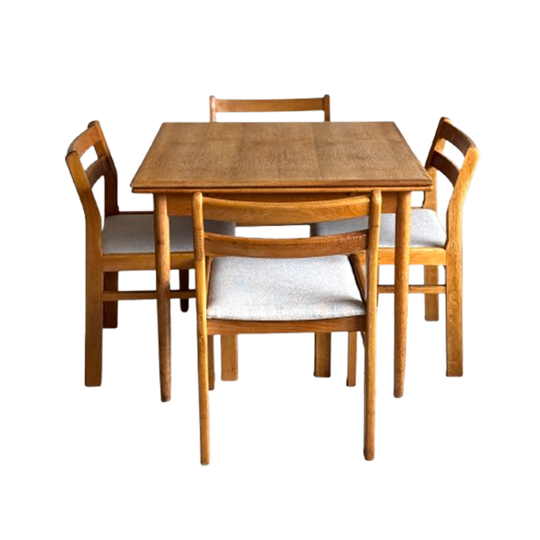 Vintage Uitschuifbare Eettafel Deens Vierkant Jaren 60 1