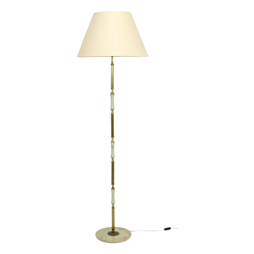 Vintage Vloerlamp Onyx Marmer Messing Hollywood Regency