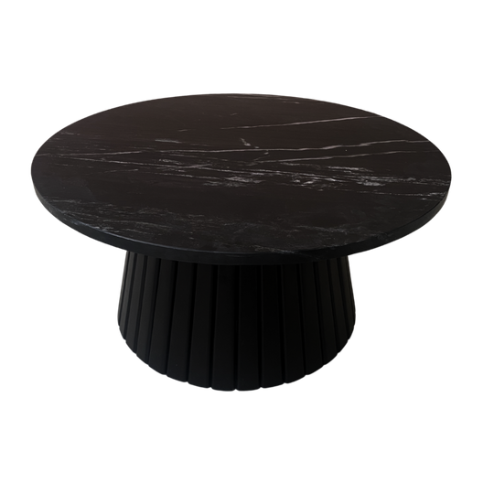 Salontafel Zwart Marmer - Mary - Dia 70 X H 2 (3,2) Cm - Edgar - Poot - Zwart 1