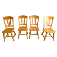Mooi Set Van 4 Brutalistiche Eiken Stoelen