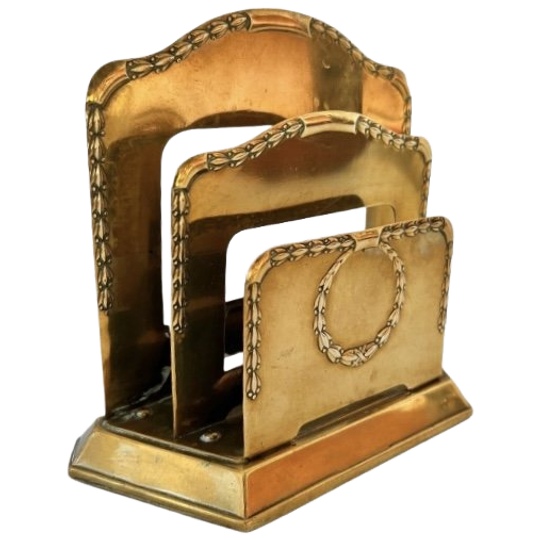 Antieke Duitse Art Deco Messing Brievenhouder 1920’s 1