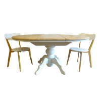 Mooie Witte Landelijke Ronde Eiken Uitschuifbare Eettafel