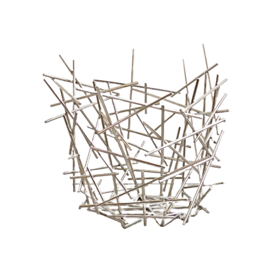 Grote Chrome Fratelli Campana Voor Alessi Blow Up Citrus Basket / Fruitschaal / Fruitmand 1